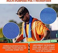 Ergodyne Chill Its 6604 Cooling Towel, Long Lasting Cooling Relief, Microfiber Cleaning Cloth Ends 35.00" x 8.00"