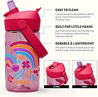 CAMELBAK Thrive Flip Straw Kids Bite Valve Water Bottle 14oz Tritan Renew