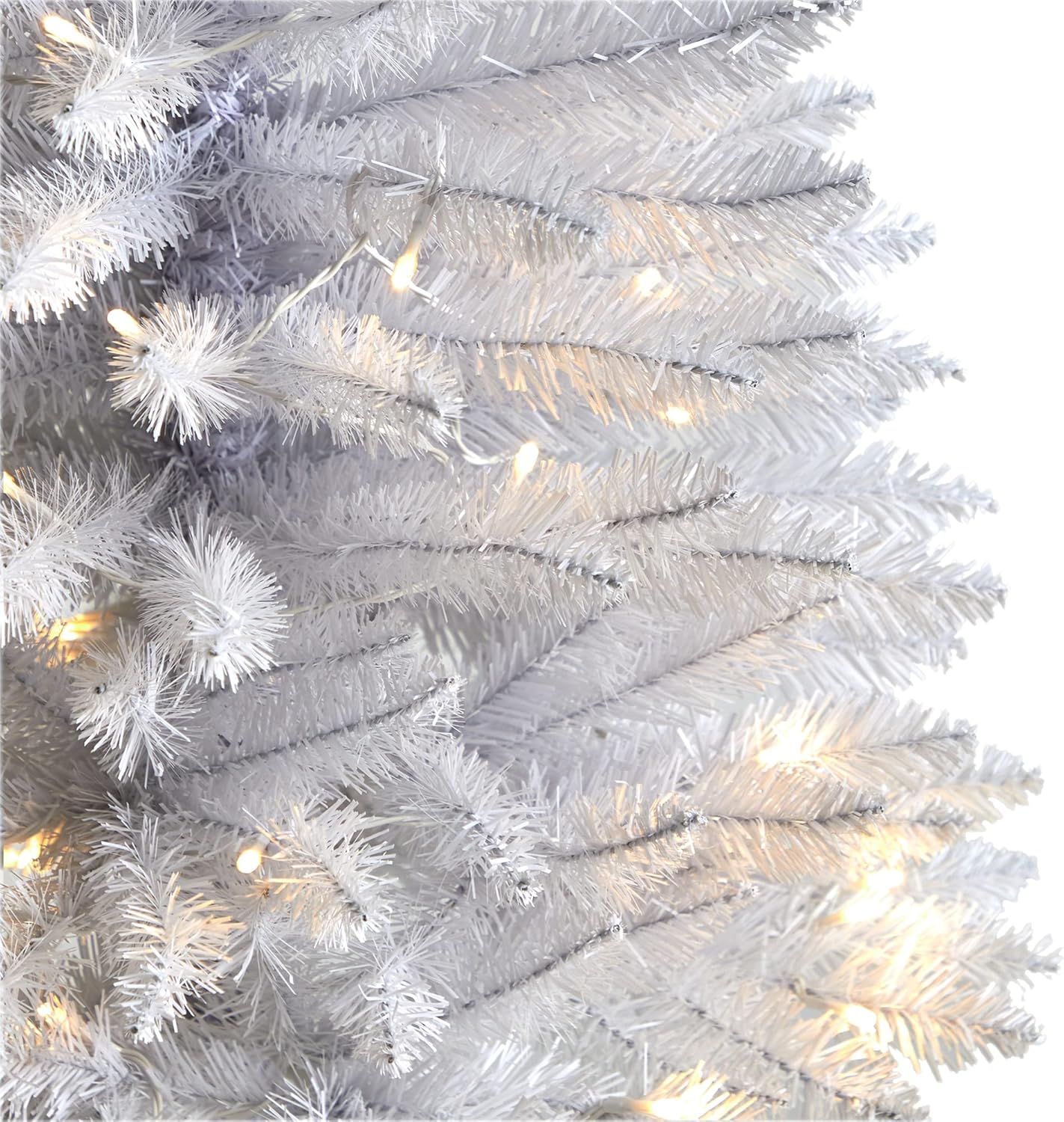 Nearly Natural 3ft. Slim White Artificial Christmas Tree with 50 Warm White LED Lights and 161 Bendable Branches