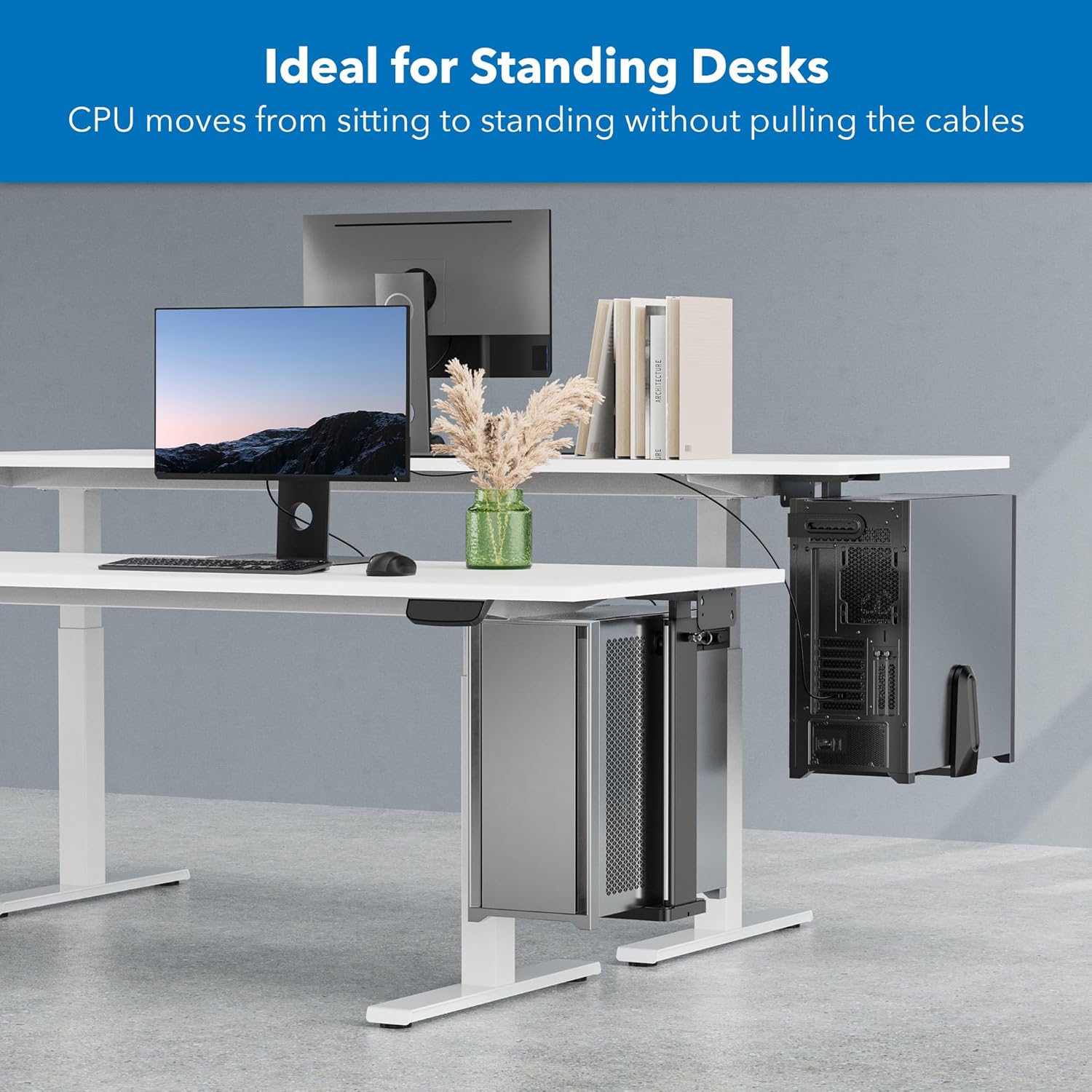Mount-It! CPU Under Desk Mount Bracket, Height Adjustable Heavy Duty Computer Tower Wall Mount, 44 lbs Weight Capacity