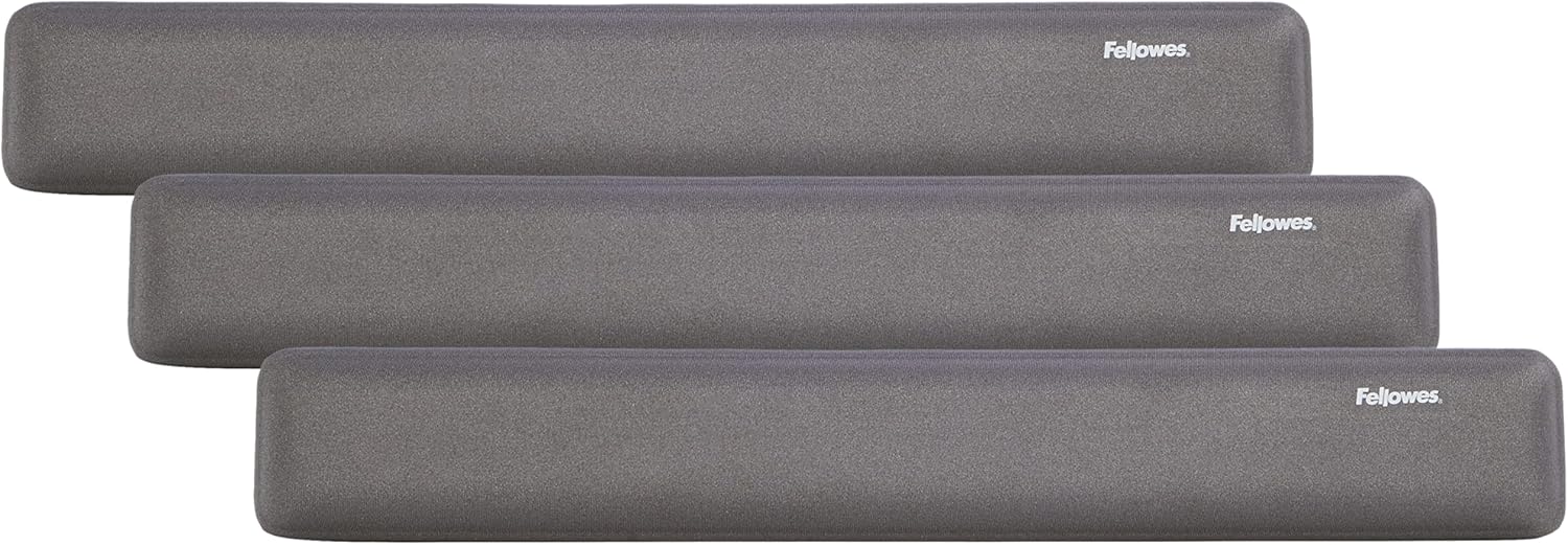 Fellowes 91737 Gel Wrist Rest - Graphite/Platinum (Pack of 3)