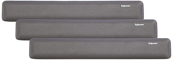 Fellowes 91737 Gel Wrist Rest - Graphite/Platinum (Pack of 3)