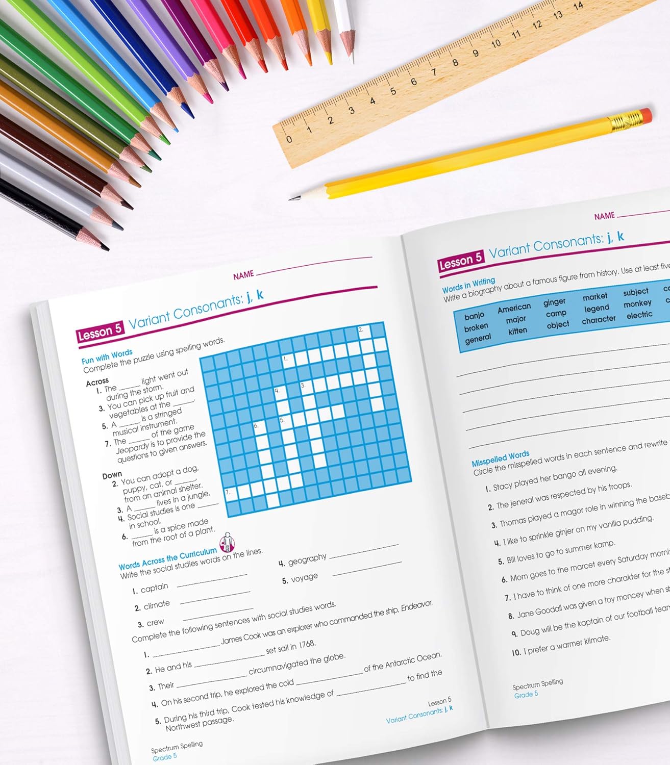 Spectrum Spelling Workbook Grade 5, Ages 10 to 11, 5th Grade Spelling Workbooks, Handwriting Practice with Parts of Speech