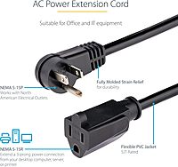 StarTech.com Power Extension Cord NEMA 5-15P to NEMA 5-15R