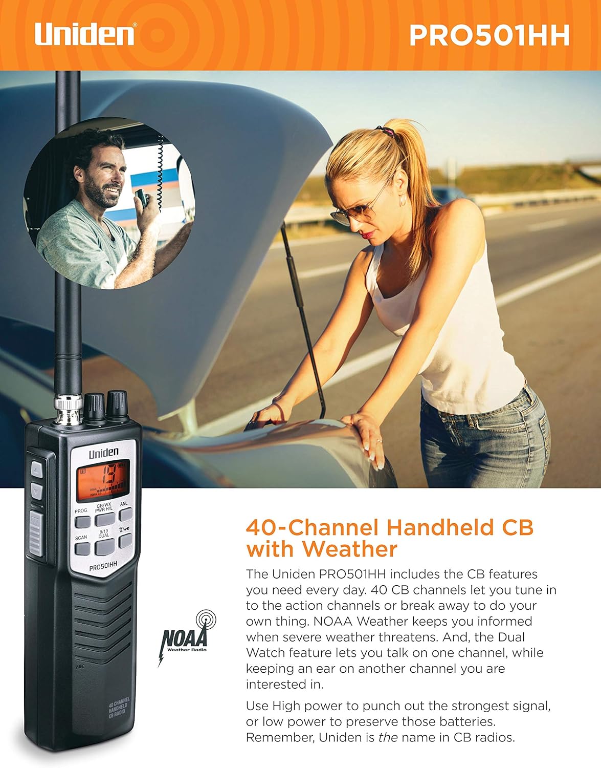 Uniden PRO501 40-Channel Portable Handheld CB Radio