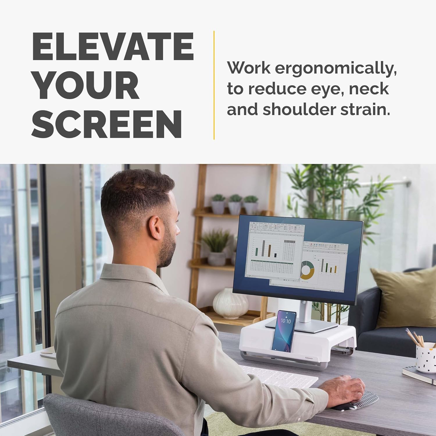 Fellowes Breyta Ergonomic Height Adjustable Stand for Monitor/Laptop