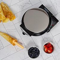 Chef'sChoice KrumKake Maker Features Nonstick Surface and Instant Heat Recovery with Temperature Control and Ready Light