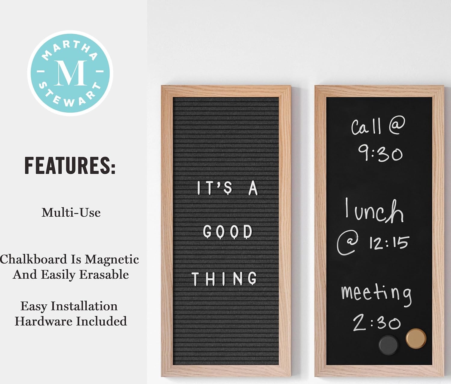 Martha Stewart Everette 3-Panel Cork, Chalk And Letter Board Set