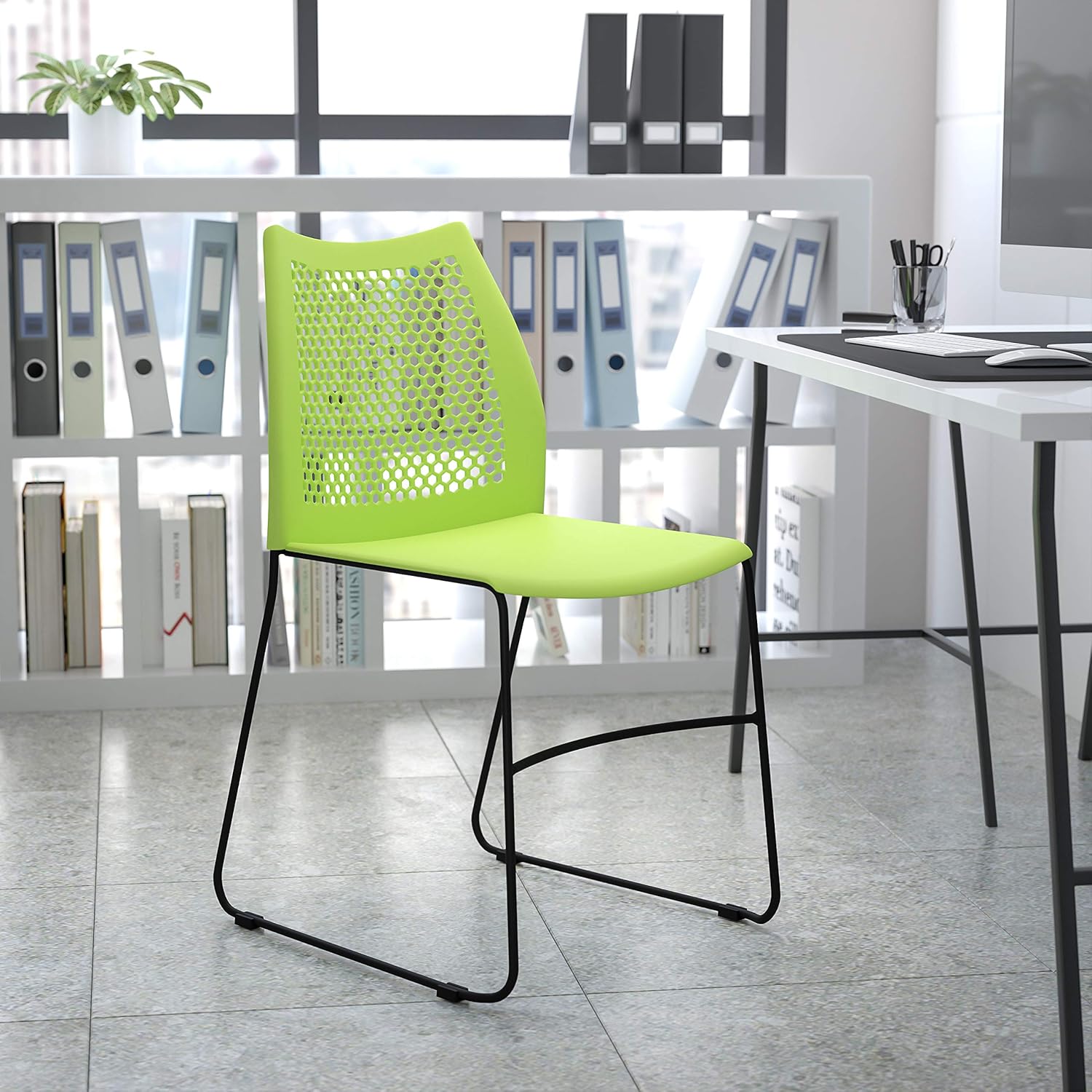 Flash Furniture HERCULES Series 661 lb Capacity Stack Chair with Air-Vent Back and Sled Base