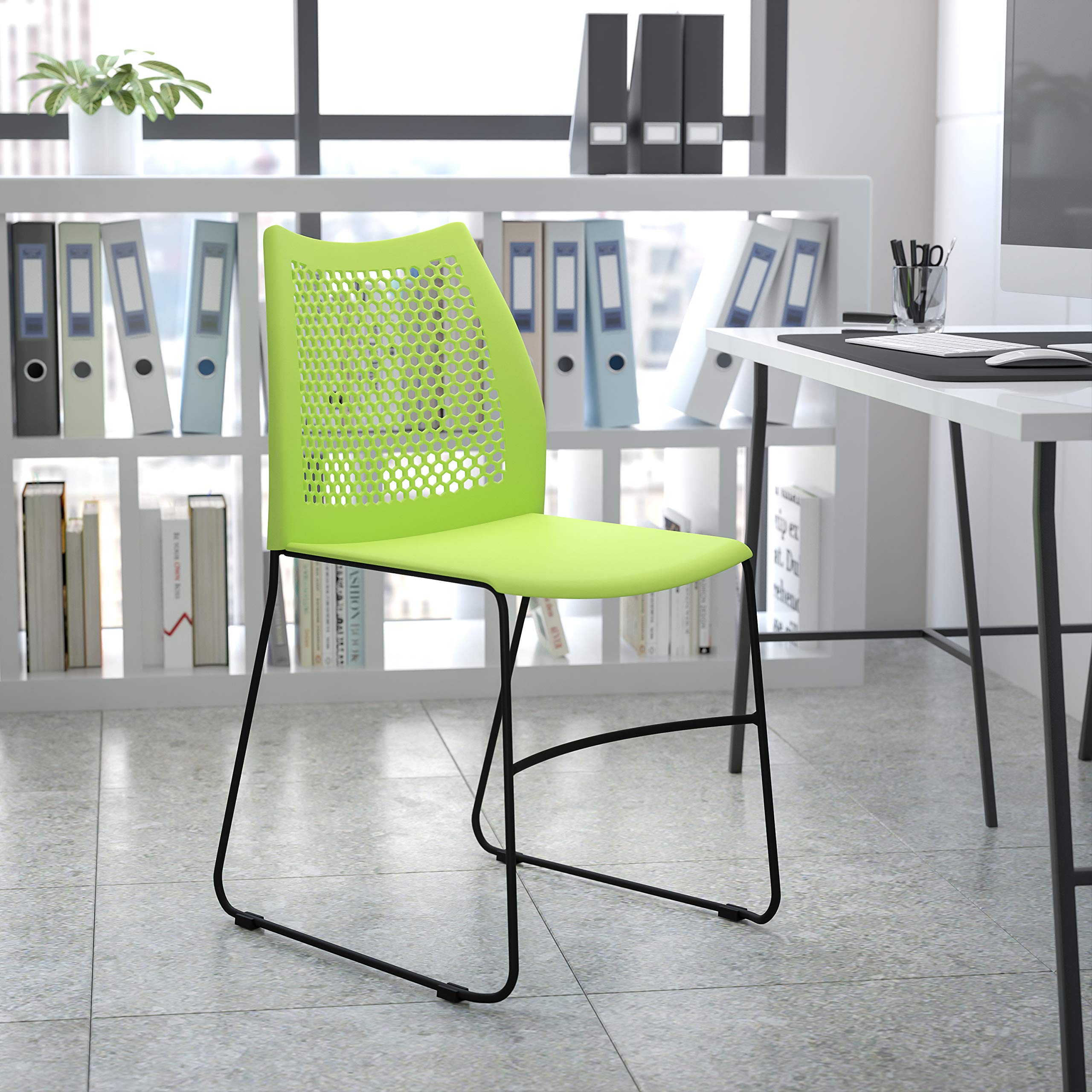 Flash Furniture HERCULES Series 661 lb Capacity Stack Chair with Air-Vent Back and Sled Base