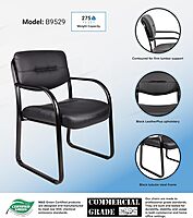 Boss Office Products Leather Sled Base Side Guest Chair, Black