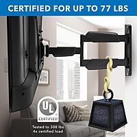 Mount-It! UL Certified Full Motion TV Wall Mount for Most 32-55 Inch Flat Screen TVs, Articulating TV Bracket Max VESA 400x400, Holds up to 308 lbs, Swivel and Tilt Bracket for 32, 42, 55 inch