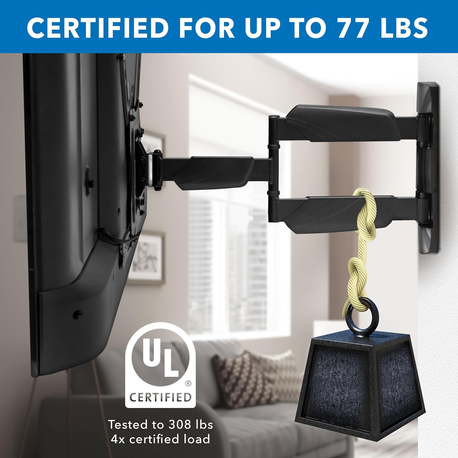 Mount-It! UL Certified Full Motion TV Wall Mount for Most 32-55 Inch Flat Screen TVs