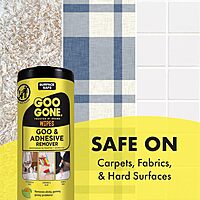 Goo Gone Clean Up Wipes Adhesive Remover - 24 Count - Removes Adhesive Residue Labels Stickers Crayon Tree Sap Gum Masking