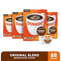 Dunkin' Original Blend Coffee, Medium Roast, K-Cup Pods, 22 Count Boxes (Pack of 4)