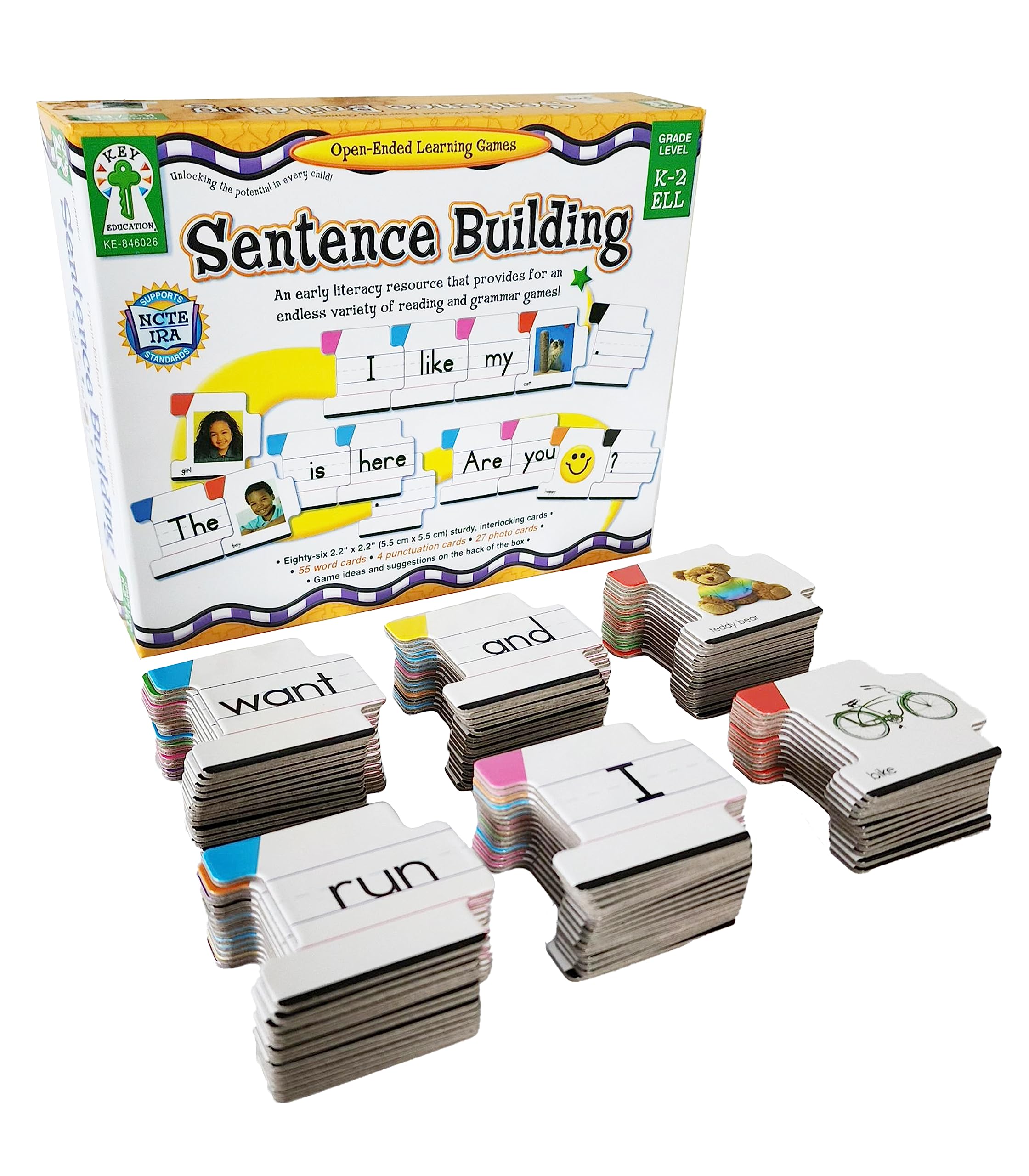 Key Education Sentence Building Game, Phonics Puzzles for Kids Ages 6-8, Learn to Read Parts of Speech, Sight Words