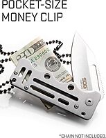 SOG Cash Card Money Clip Pocket Knife- 2.75 Inch Blade EDC Knife with Clip for Pocket, Money or Card Holder, Stainless Steel Handle with Built-In Lanyard Hole (EZ1-CP), Onesize, Satin Polished