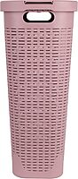 Mind Reader 40L Slim Laundry Hamper with Lid, Wicker-Style Plastic