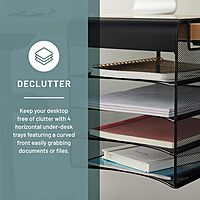 SAFCO Onyx Hanging Under-Desk Organizer, Steel Mesh
