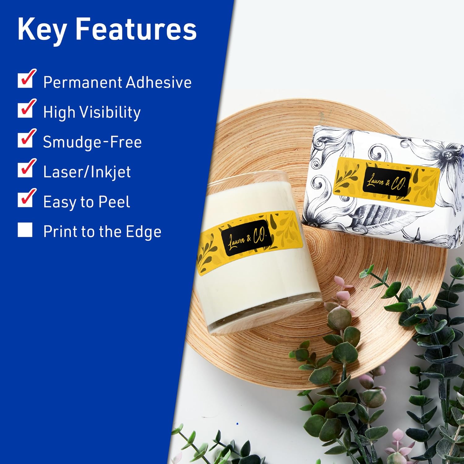 Avery Printable Rectangle Labels, Sure Feed Technology, 2/3" x 3-7/16", Bright Yellow, Laser/Inkjet Compatible