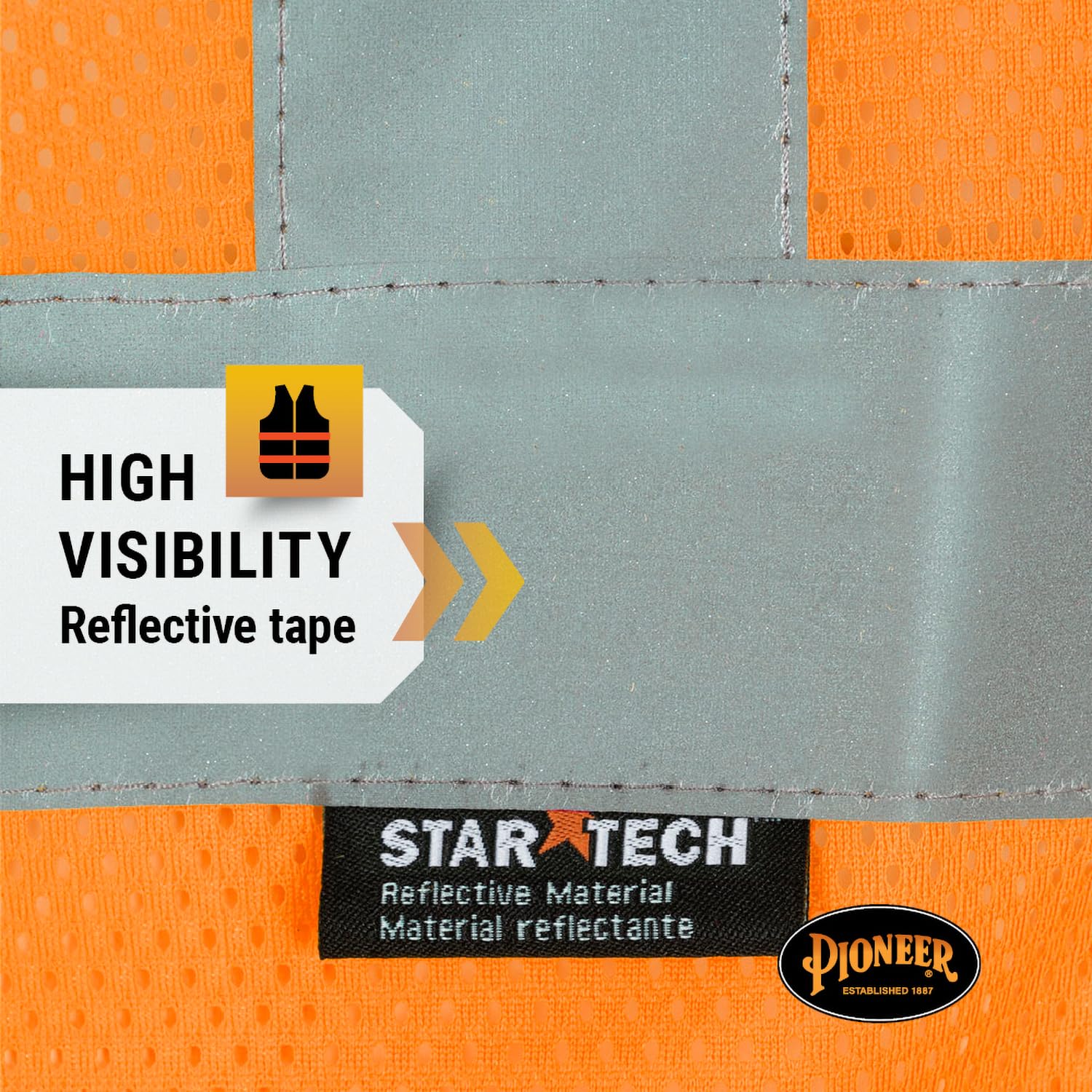 Pioneer Hi Vis Mesh Safety Vest for Men & Women - Reflective Tape - Class 2 - Traffic, Public Safety