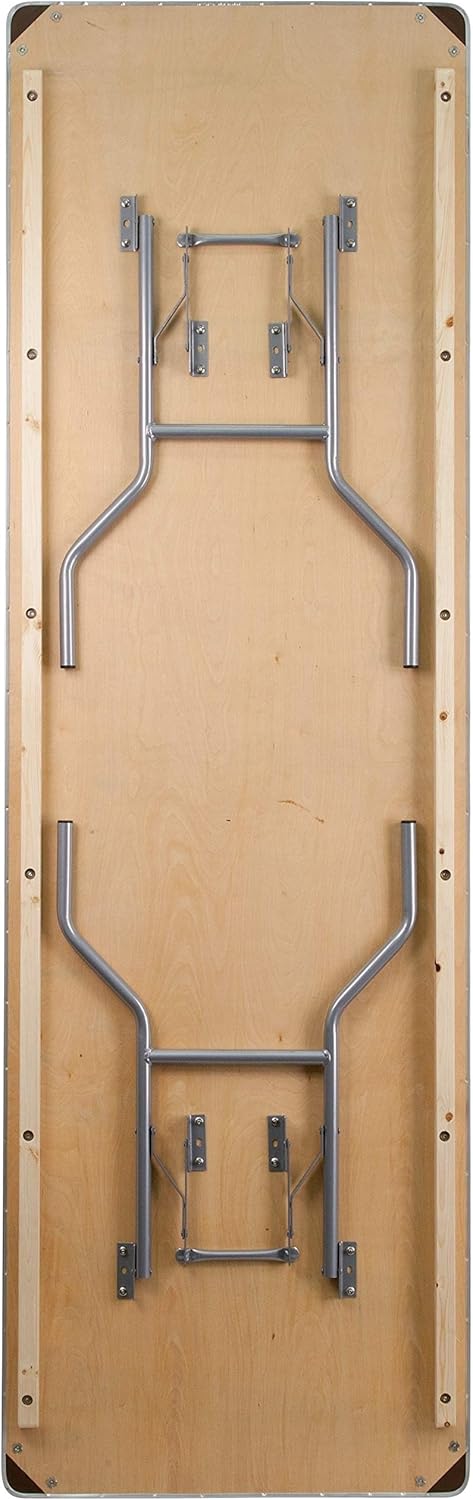 Flash Furniture Fielder 8' Rectangular All-Occasion Birchwood Folding Event Table, Foldable Portable Banquet Table with Wooden Top, Natural/Silver 30"W x 96"L Classic