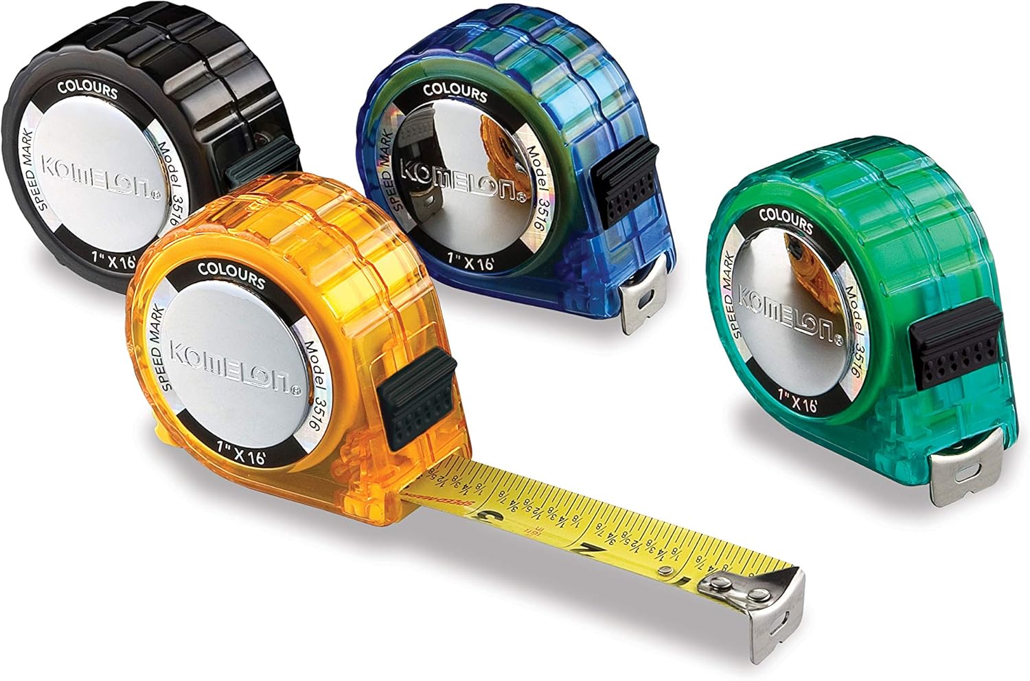 Komelon 3516 Colours Tape Measure with Acrylic Coated Steel Blade 16-Feet by 1-Inch, Assorted Colors