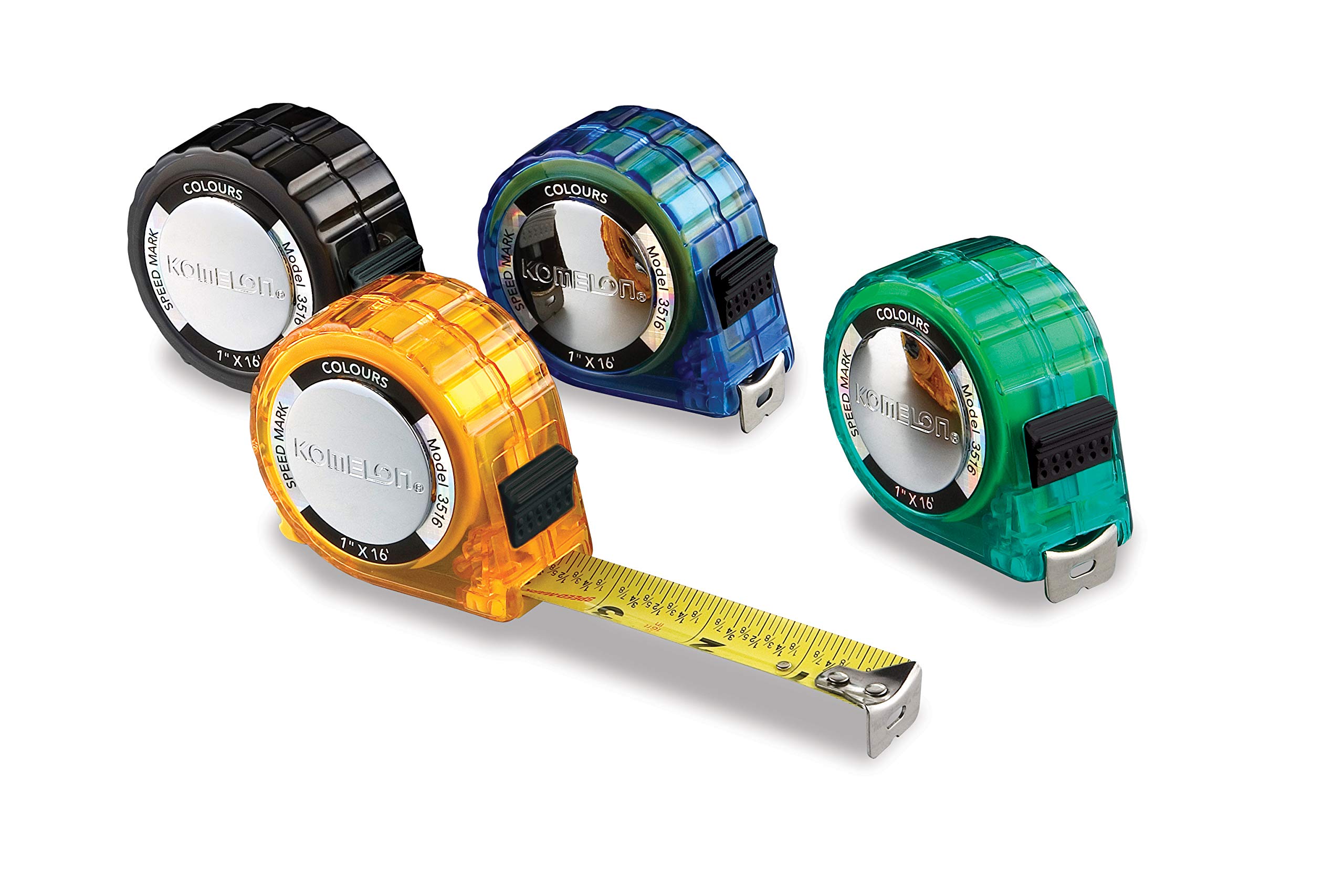 Komelon 3516 Colours Tape Measure with Acrylic Coated Steel Blade 16-Feet by 1-Inch, Assorted Colors