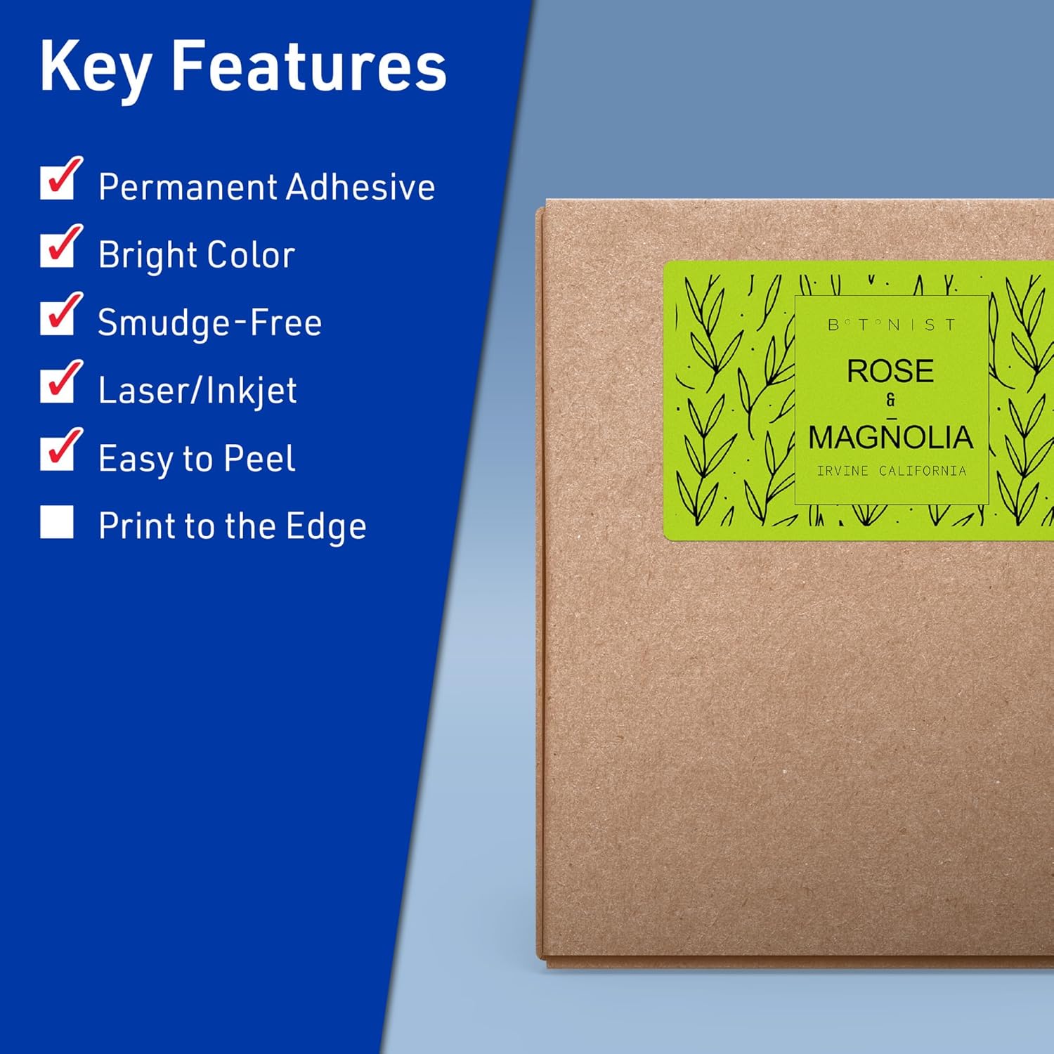 Avery Printable Rectangle Labels, Sure Feed Technology, 5" x 7", Bright Green Labels, Laser/Inkjet Printable, 20 Total