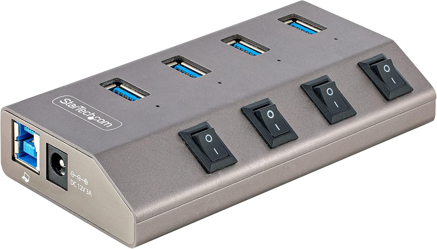 StarTech.com 4-Port Self-Powered USB-C Hub with Individual On/Off Switches, USB 3.0 5Gbps Expansion Hub withPower Supply