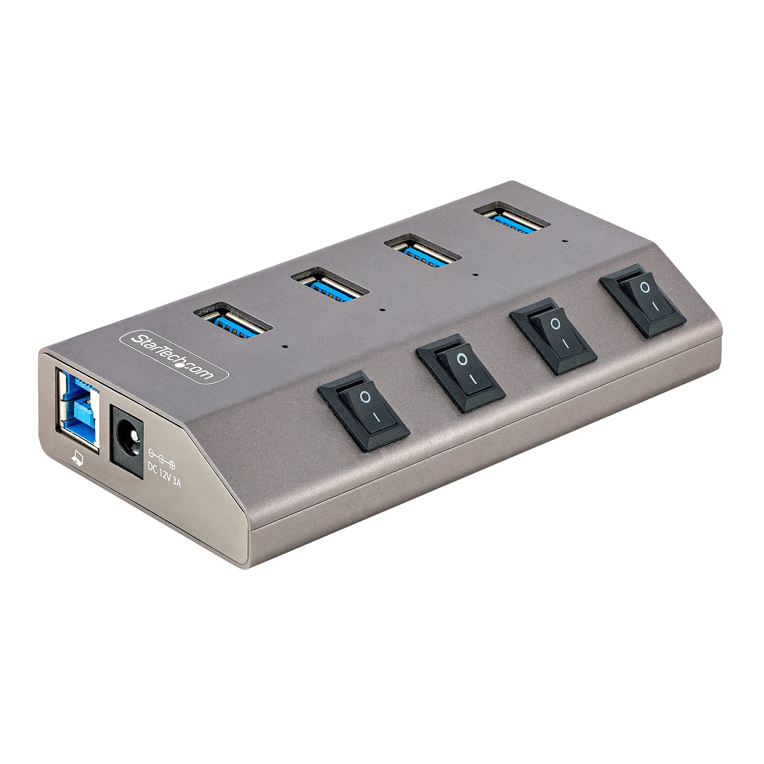 StarTech.com 4-Port Self-Powered USB-C Hub with Individual On/Off Switches, USB 3.0 5Gbps Expansion Hub withPower Supply