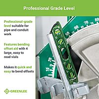 Greenlee L107 Electrician's Magnetic Torpedo Level with Conduit Bending Offset Aid, Green