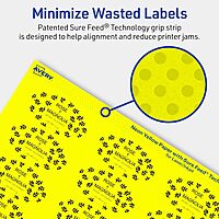 Avery Printable Oval Labels, Sure Feed Technology, 1" x 2", Neon Yellow Labels, Print-to-The-Edge, Laser/Inkjet Printable