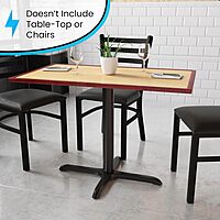 Flash Furniture Beverly 23.75" x 30" Restaurant Table X-Base with 3" Diameter Table Height Column, Commercial X-Base Cast Iron Table Base, Black Classic
