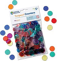 Learning Resources Transparent Color Counting Chips - 250 Pieces, Ages 5+, Math Counters for Kids, Counting Chips
