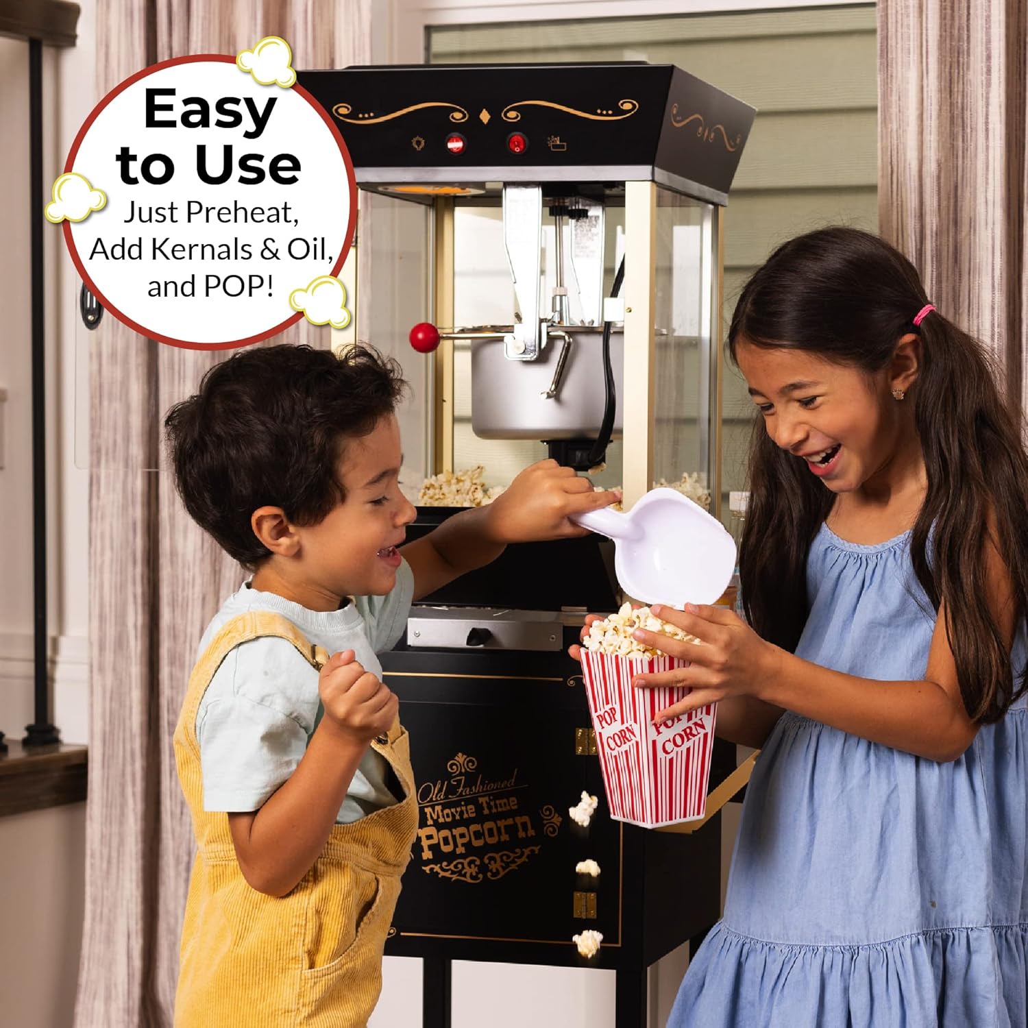 NOSTALGIA Vintage-Style Professional Popcorn Cart with 8 oz Kettle