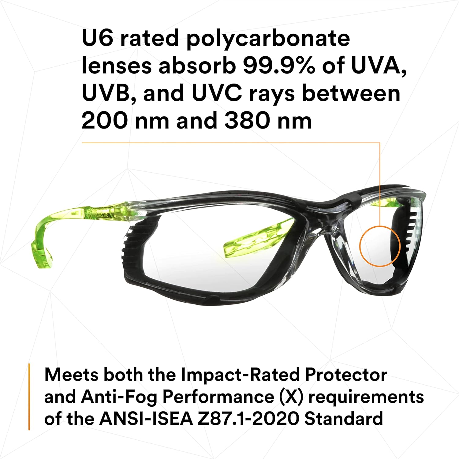 3M Safety Glasses, Solus CCS Series, Pack of 1, ANSI Z87, Scotchgard Anti-Fog Coating, Clear Lens