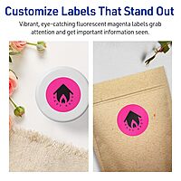 Avery Printable Round Labels, Sure Feed Technology, 2-1/4" Diameter, Neon Magenta, Print-to-The-Edge, Laser/Inkjet Printable