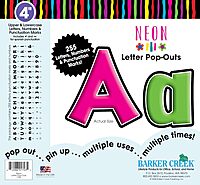 Barker Creek Letter Pop-Outs, 4 Inch, Neon, Set of 255