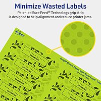 Avery Printable Rectangle Labels, Sure Feed Technology, 3/4" x 3-1/2", Bright Green, Print-to-The-Edge, Laser/Inkjet Compatible