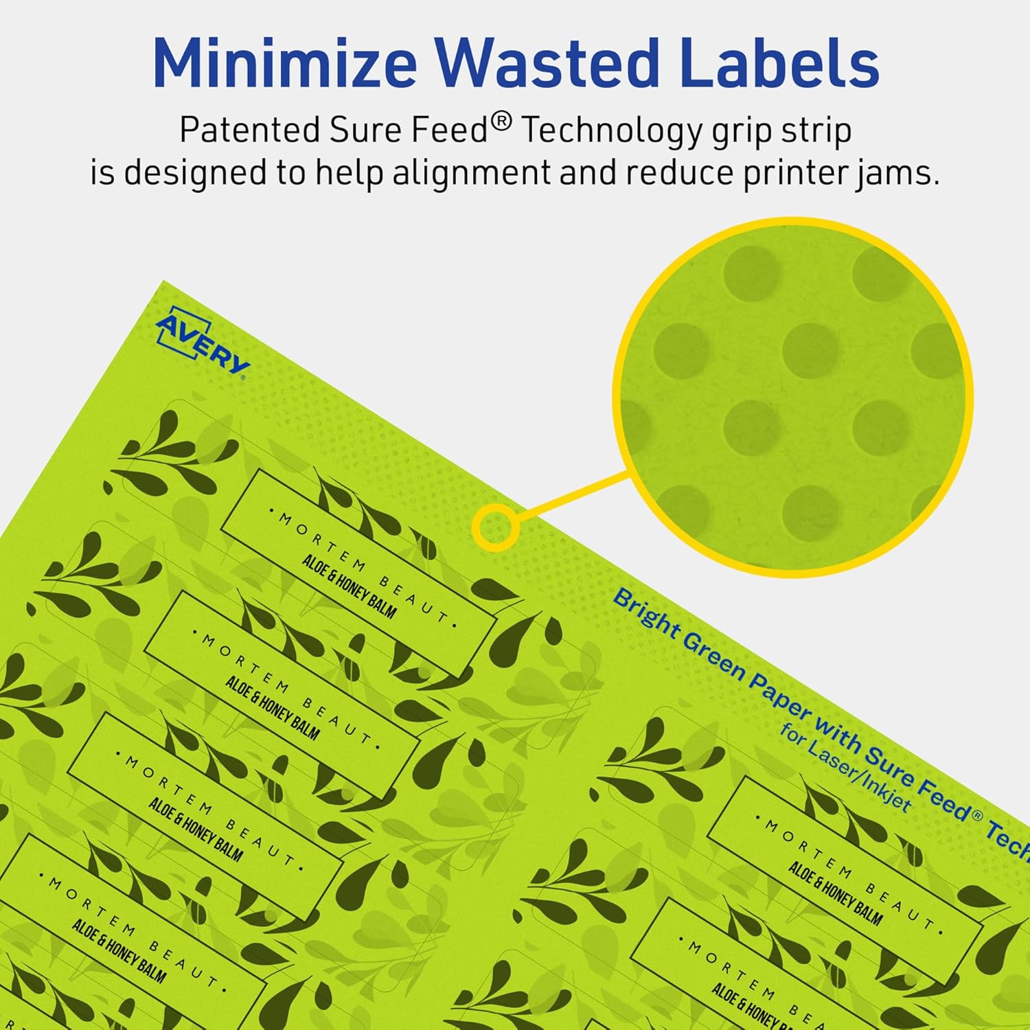 Avery Printable Rectangle Labels, Sure Feed Technology, 3/4" x 3-1/2", Bright Green, Print-to-The-Edge