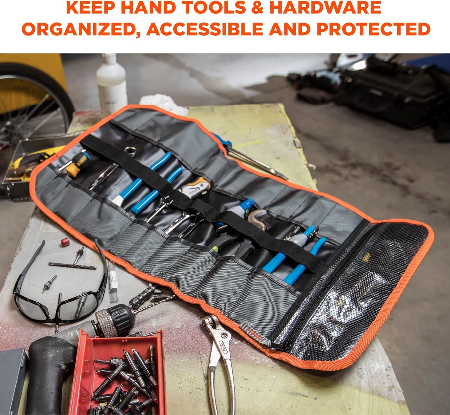 Ergodyne Arsenal 5871 Tool Roll-Up Pouch, 21-Pockets, Polyester, Black , Tall