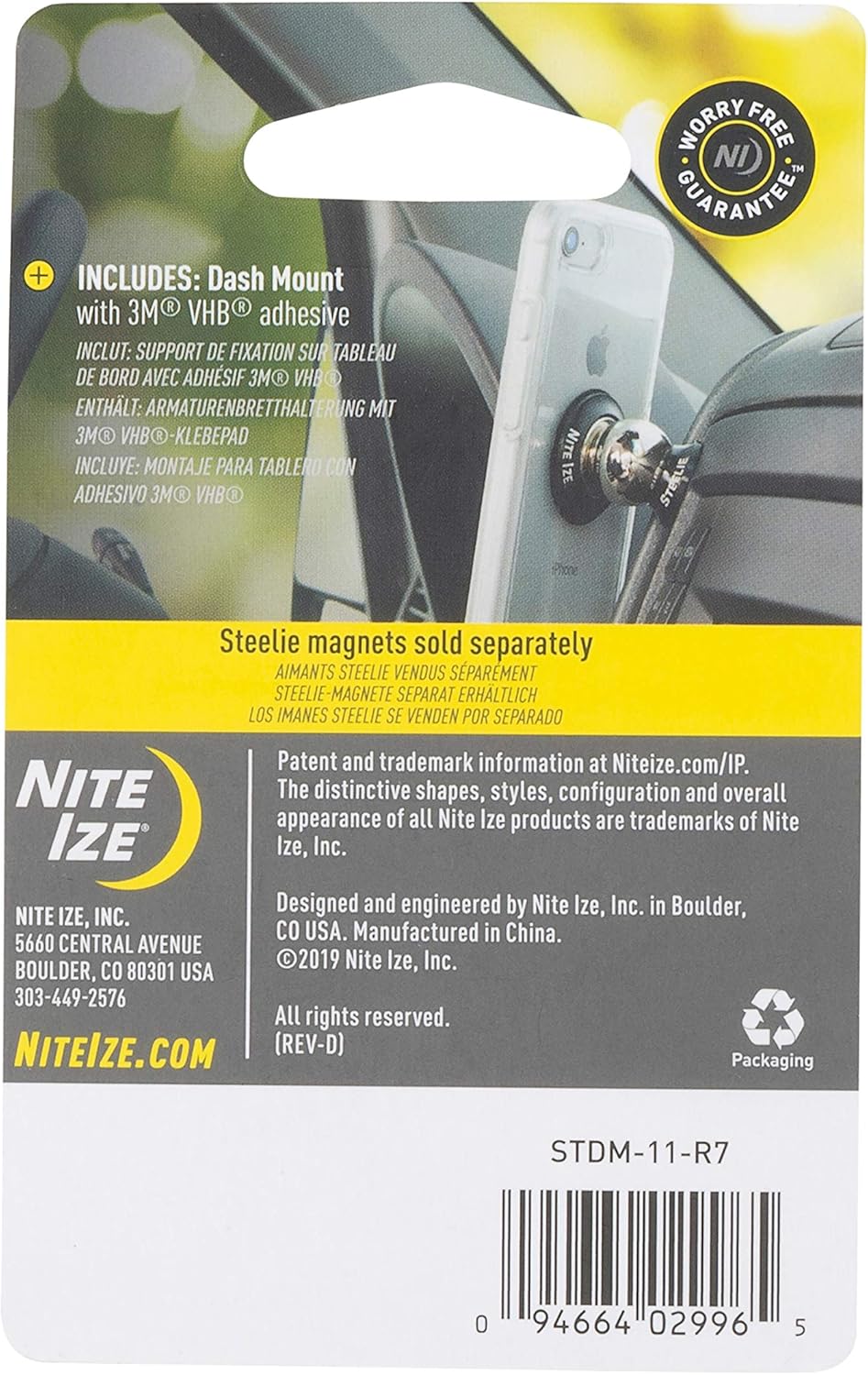 Nite Ize Steelie Dash Mount - Additional Car Mount Dash Ball for Steelie Magnetic Phone Mounting System