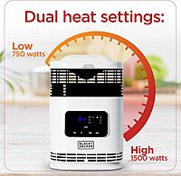 BLACK+DECKER Electric Heater, 360° Surround Portable Heater with Digital Controls & LED Display