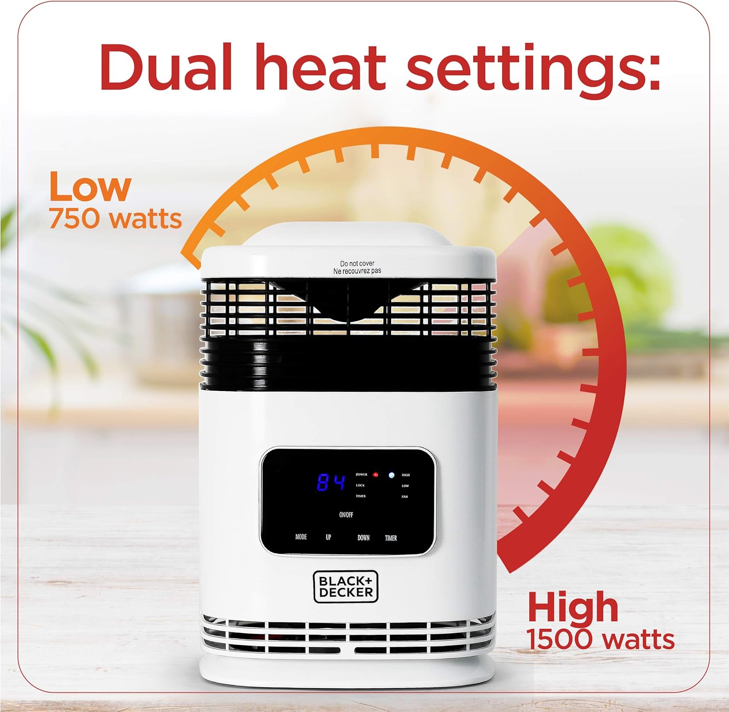 BLACK+DECKER Electric Heater, 360° Surround Portable Heater with Digital Controls & LED Display