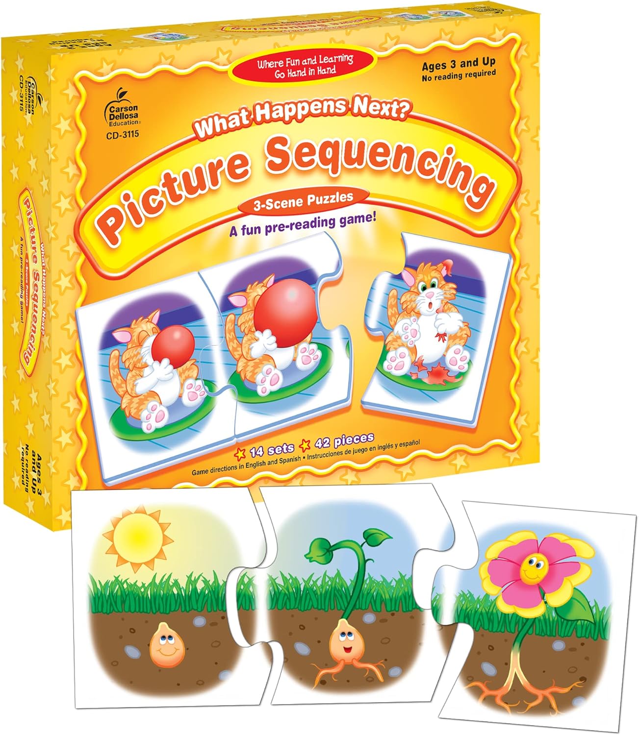 Carson Dellosa What Happens Next Picture Sequence for Kids Games, 3-Scene Sequencing Puzzles