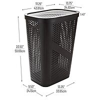 Mind Reader Slim Laundry Hamper with Lid, 60L Ventilated Plastic