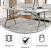 Flash Furniture Kathryn 5' Rectangular Plastic Folding Event Table with Carrying Handle
