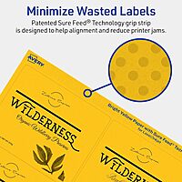 Avery Printable Rectangle Labels, Sure Feed Technology, 3-1/3" x 4", Bright Yellow, Laser/Inkjet Printable
