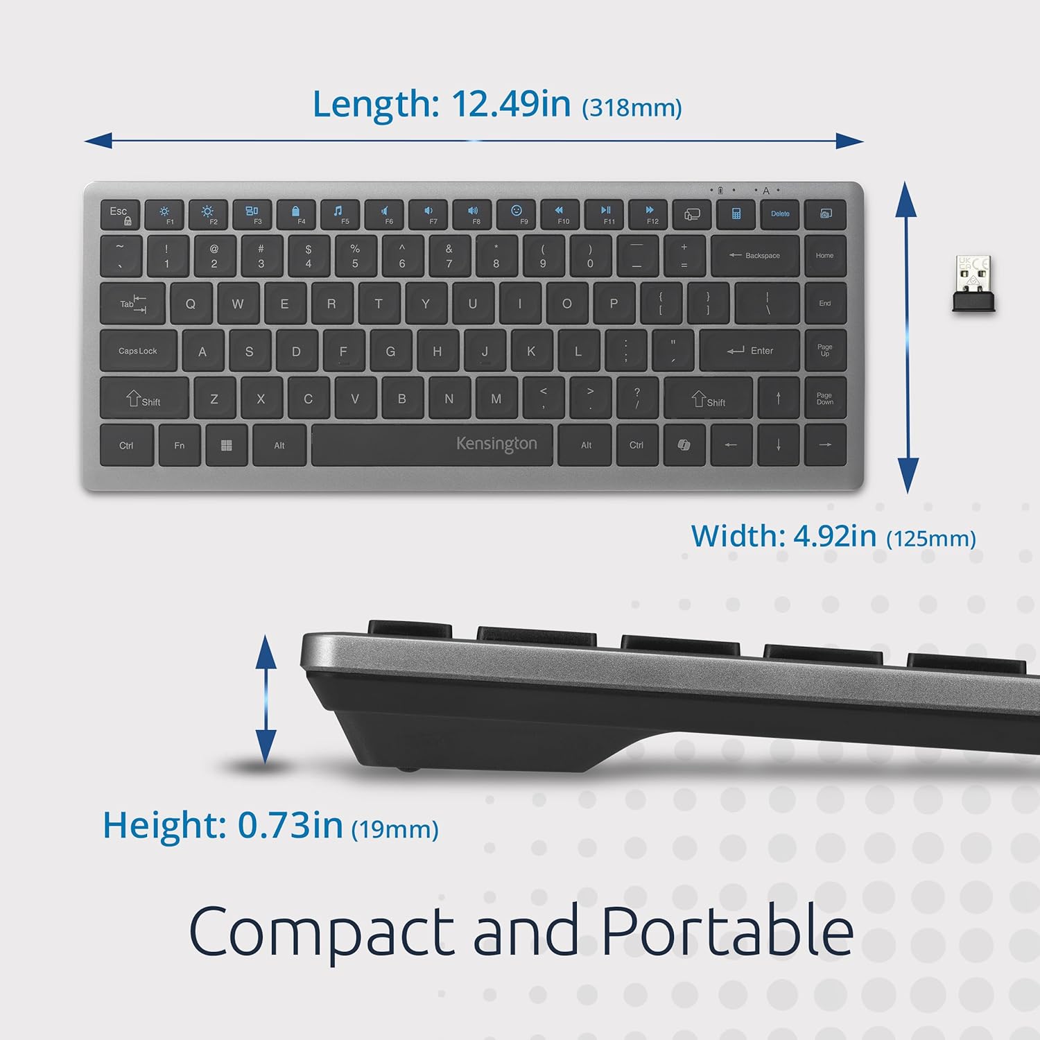 Kensington Compact Keyboard — Quiet Scissor-Switch, Programmable Keys & Copilot Key